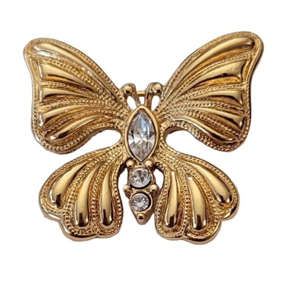 80’s Monet Gold Butterfly Brooch with Silver Accents signed